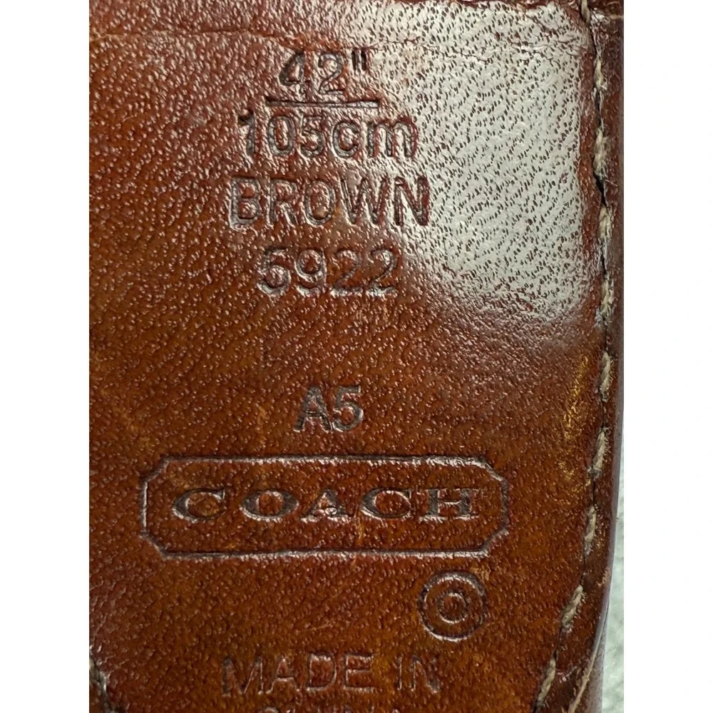 Coach Mens Brown Braided Leather Belt Solid Brass Buckle 42 in‎ Waist
